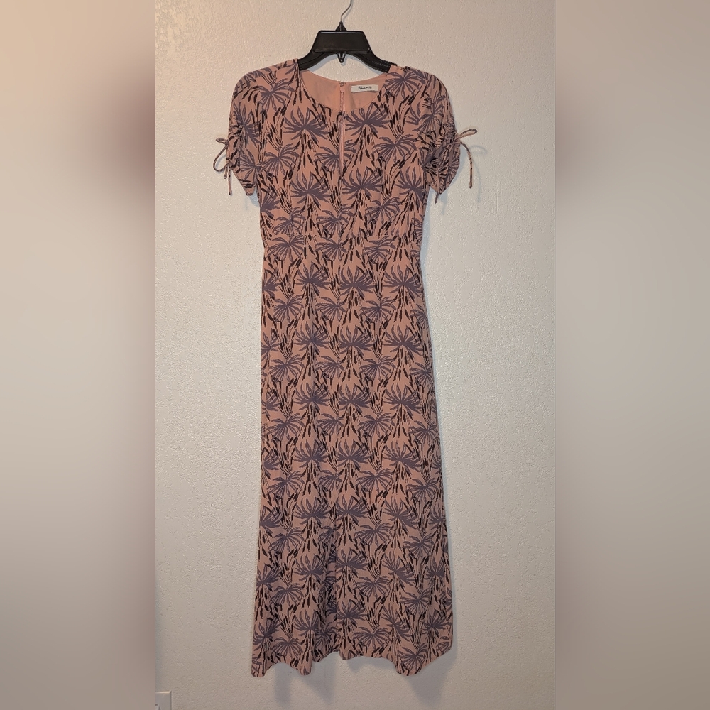 Madewell Silk Tie Sleeve Maxi Dress In Oasis Palms - Picture 5 of 11